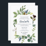 Invitación Floral acuarela y oliage Bat Mitzvah<br><div class="desc">Compuesto de escritura lúdica y tipografía serif; todo con fondo de fondo blanco y marco foliage acuarela. Esto es diseñado por Select Fiesta Supplied Supplied,  exclusivo para Zazzle. Disponible aquí: http://www.zazzle.com/selectpartysupplies</div>