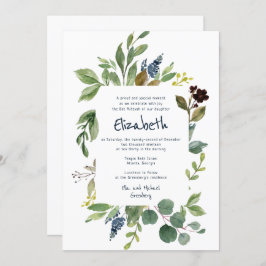 Invitación Floral acuarela y oliage Bat Mitzvah