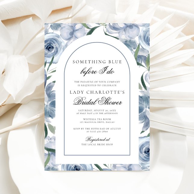 Invitación Floral acuática algo ducha azul de novia (Subido por el creador)