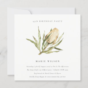 Invitación Floral acuática banksia nativa Cualquier cumpleaño