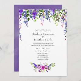 Invitación Floral acuática Boda ultravioleta