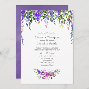 Invitación Floral acuática Boda ultravioleta
