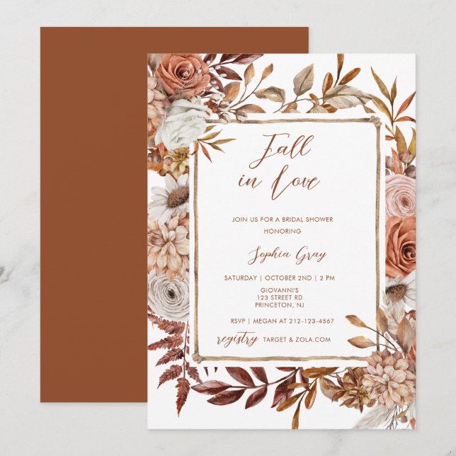 Invitación Floral acuática caída en amor ducha de novia (Anverso / Reverso)