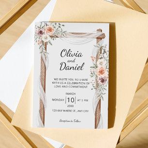 Invitación Floral acuática de arco rústico Boho Boda