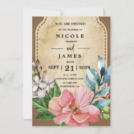 Invitación Floral acuática de aspecto rústico