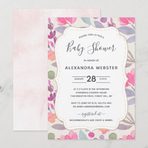 Invitación Floral acuática de ensueño   BABY SHOWER