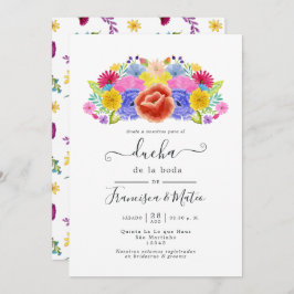 Invitación Floral acuática Española Fiesta Boda Ducha En