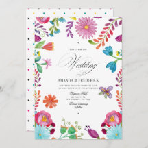 Floral acuática Fiesta mexicana QR Boda de código