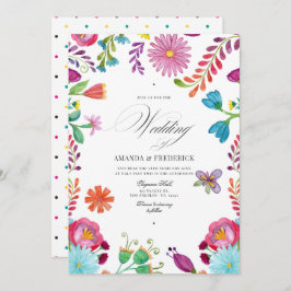 Invitación Floral acuática Fiesta mexicana QR Boda de código