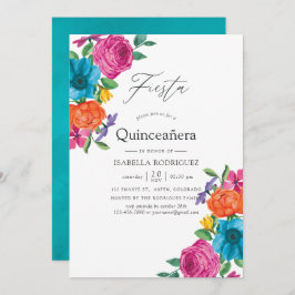 Invitación Floral acuática Fiesta Quinceañera
