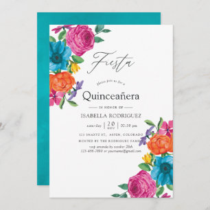Invitación Floral acuática Fiesta Quinceañera