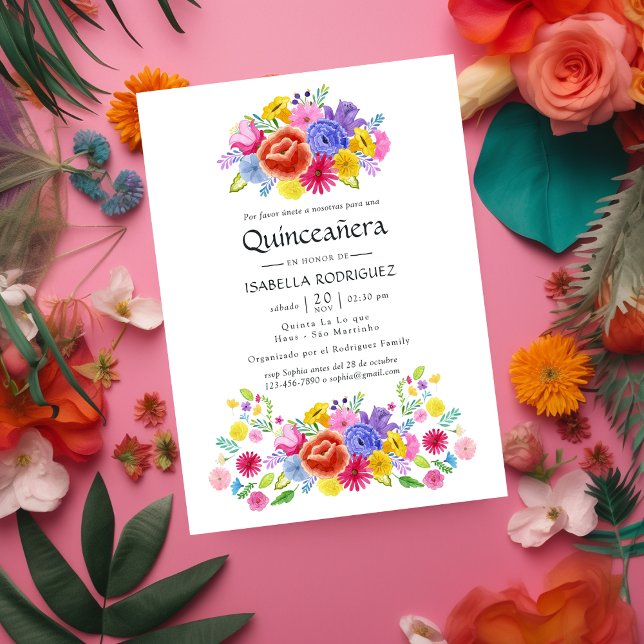 Invitación Floral acuática Fiesta Quinceañera (Subido por el creador)