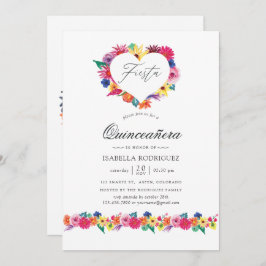 Invitación Floral acuática Fiesta Quinceañera