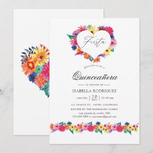 Invitación Floral acuática Fiesta Quinceañera