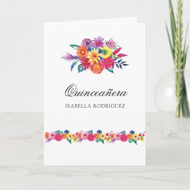 Invitación Floral acuática Fiesta Quinceañera Foto (Anverso)