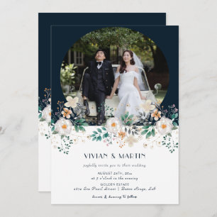 Invitación Floral acuática profunda en el Boda de fotos de su