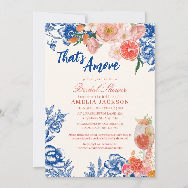 Invitación Floral acuática que es más ducha de novia (Anverso)