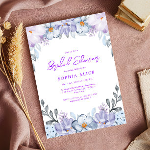 Invitación Floral acuática Romántica Morada Brigada Ducha