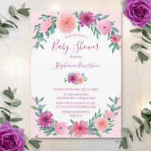 Floral acuática rosa de Baby Shower