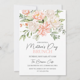 Invitación Floral acuática rosa de brunch del día de la madre