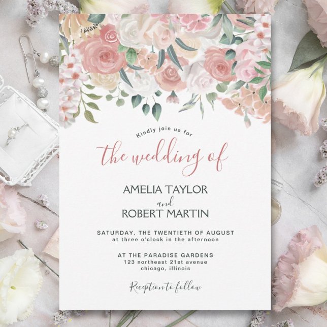Invitación Floral acuática rosa de Rubor (Subido por el creador)
