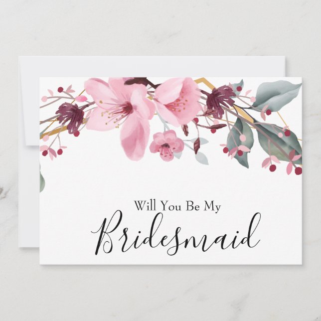 Invitación Floral acuática serás mi dama de honor (Anverso)