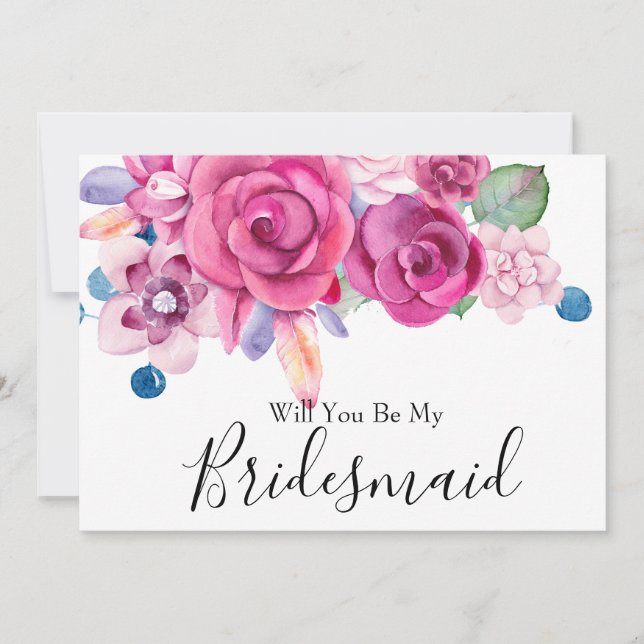Invitación Floral acuática serás mi dama de honor (Anverso)