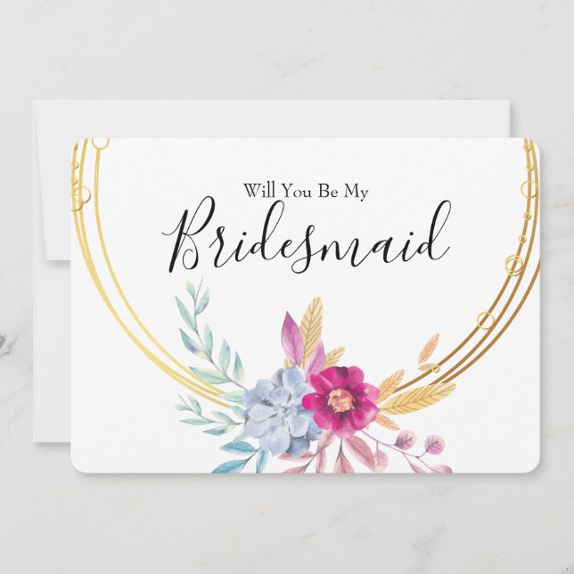 Invitación Floral acuática serás mi dama de honor (Anverso)