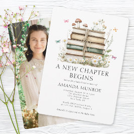 Invitación Floral acuática Un nuevo capítulo de foto Baby Sho