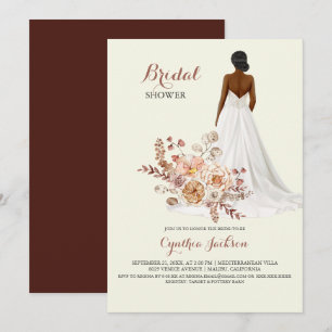 Invitación Floral African American Bride Wedde Shower