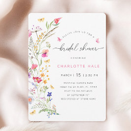 Invitación Floral Agua Botánica Pink Bridal Shower