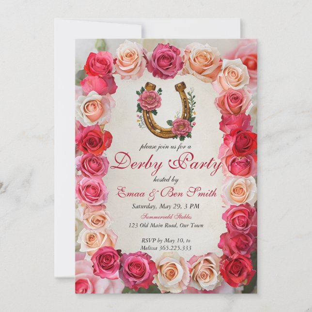 Invitación floral al Derby de Kentucky con herradu (Anverso)