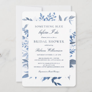 Invitación Floral algo azul acuarela ducha de novia
