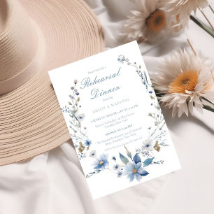 Invitación Floral Algo azul antes de ensayar la cena