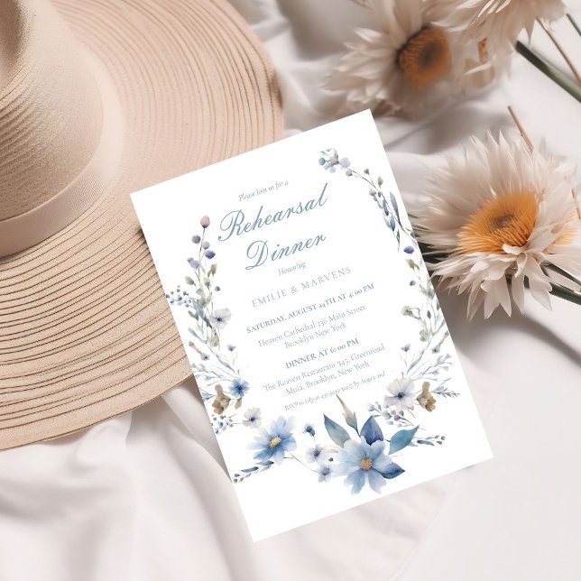 Invitación Floral Algo azul antes de ensayar la cena (Subido por el creador)