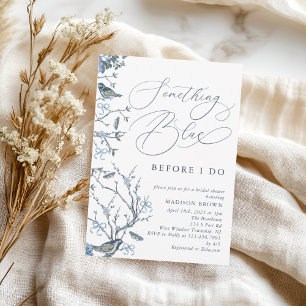 Invitación Floral algo azul antes de hacer ducha de novia