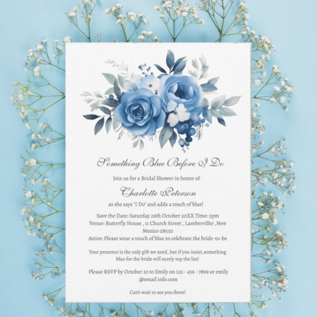 Invitación Floral algo azul antes de hacer ducha de novia (Subido por el creador)