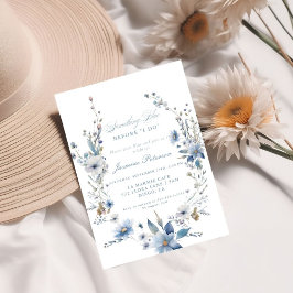 Invitación Floral Algo azul antes de hacer ducha de novia