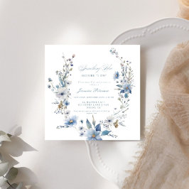 Invitación Floral Algo azul antes de hacer ducha de novia