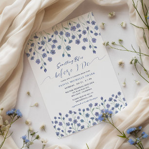 Invitación Floral algo azul antes de hacer ducha de novia