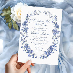 Invitación Floral Algo Azul Ducha De Novias