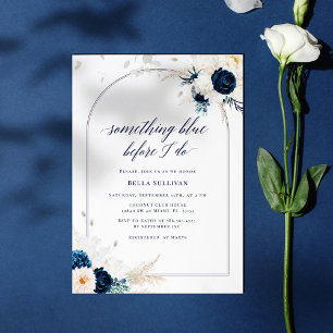 Invitación Floral Algo Azul Ducha De Novias