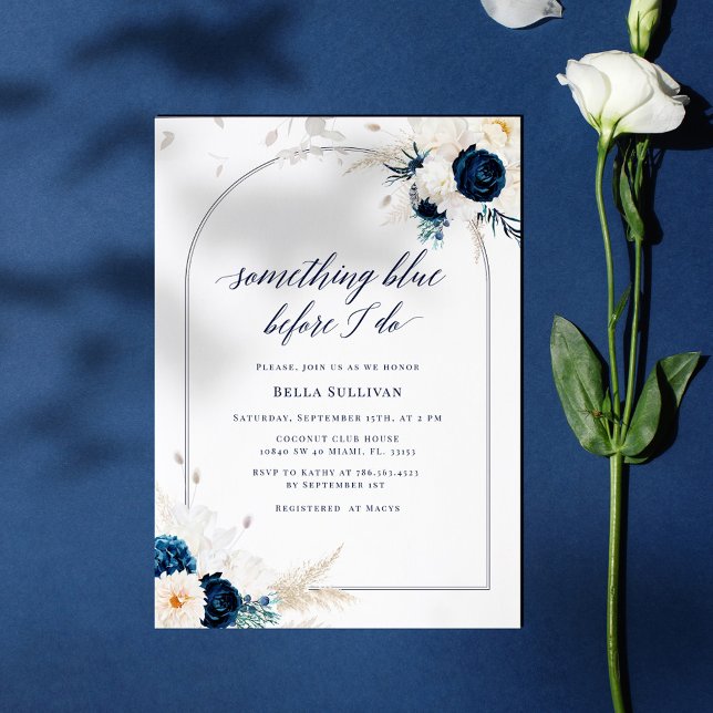 Invitación Floral Algo Azul Ducha De Novias (Subido por el creador)