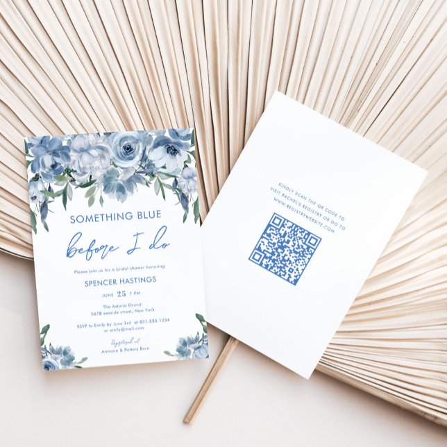 Invitación Floral Algo Azul Yo Hago Qr Código Ducha De Novias (Subido por el creador)
