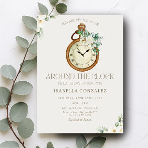 Invitación Floral alrededor de la ducha nupcial de reloj