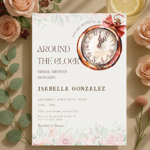 Invitación Floral alrededor de la ducha nupcial de reloj