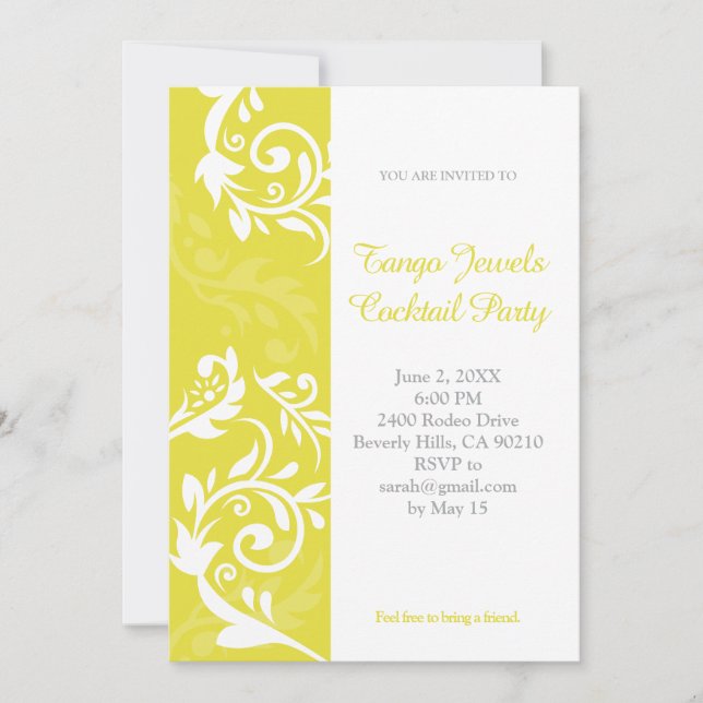 Invitación floral amarilla (Anverso)