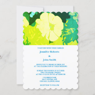 Invitación Floral amarilla deja azul verde artesanía Boho Bod