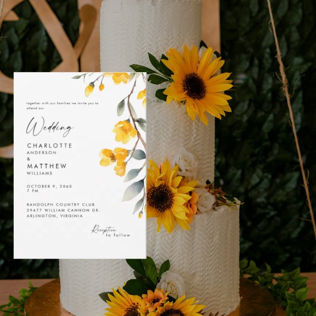 Invitación Floral Amarilla Moderna Junto Con Boda (Subido por el creador)