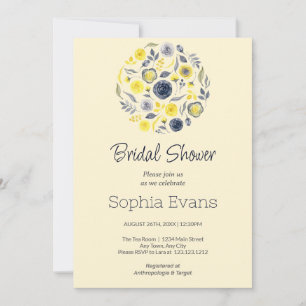 Invitación Floral amarilla y azul en la ducha de novias